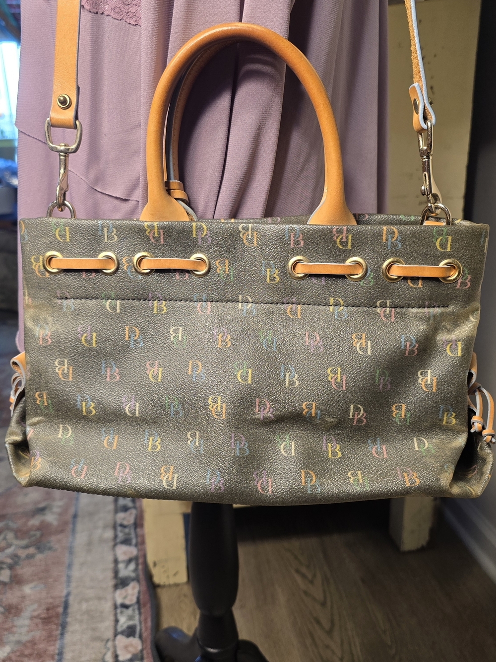 💖 Y2K Dooney & Bourke Multicolor Rainbow DB Logo Tassel Heart Mini Tote Purse - Picture 9 of 16